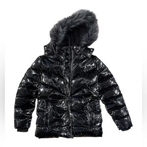 NWOT Justice Shiny Black Winter Jacket